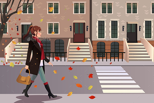 Stylish Girl Walking in New York City - People Characters