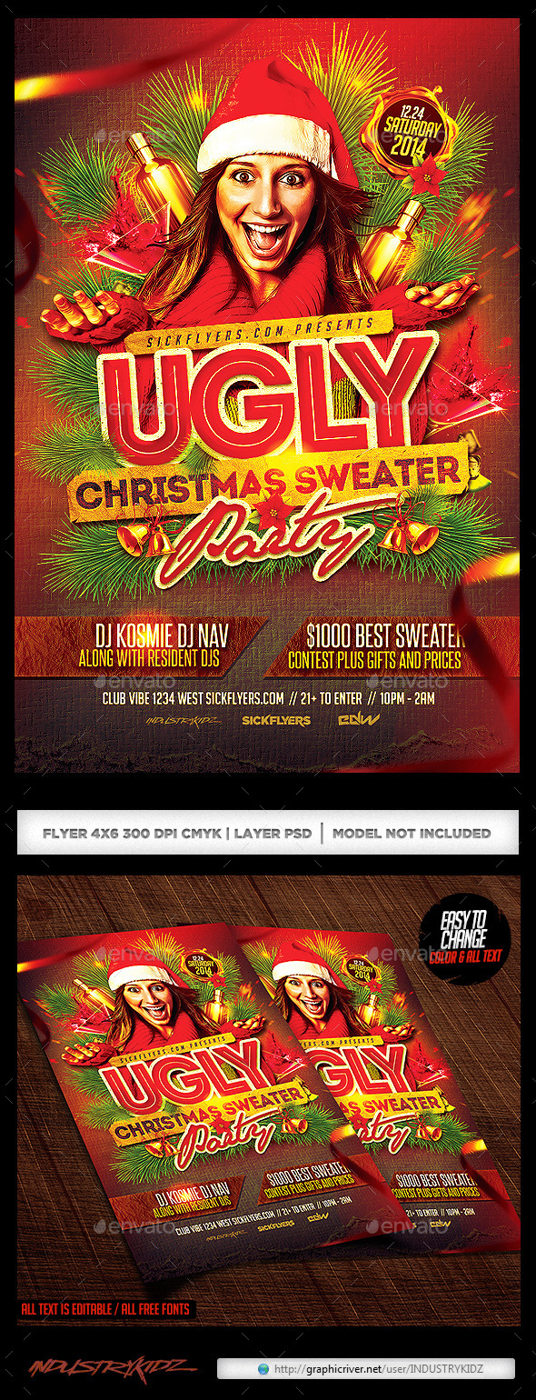 Ugly Christmas Sweater Party Flyer V2 - Holidays Events