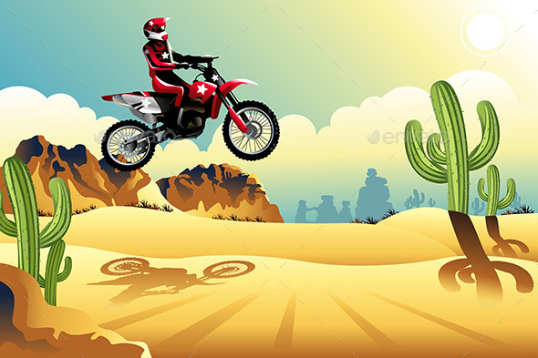 Motorcross Rider in the Desert - Sports/Activity Conceptual