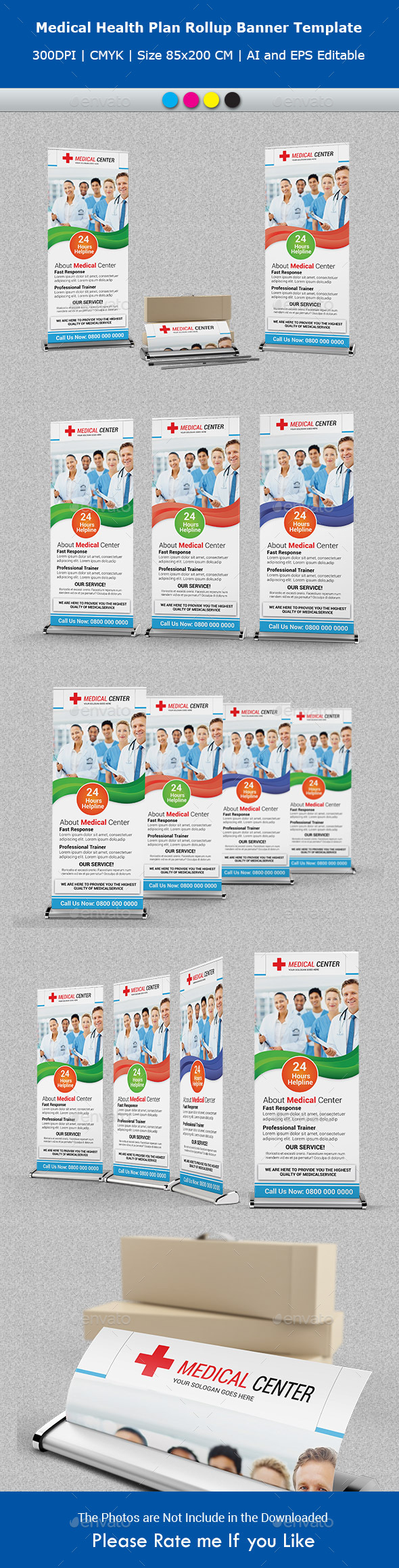 Medical Health Plan Rollup Banner Template - Signage Print Templates