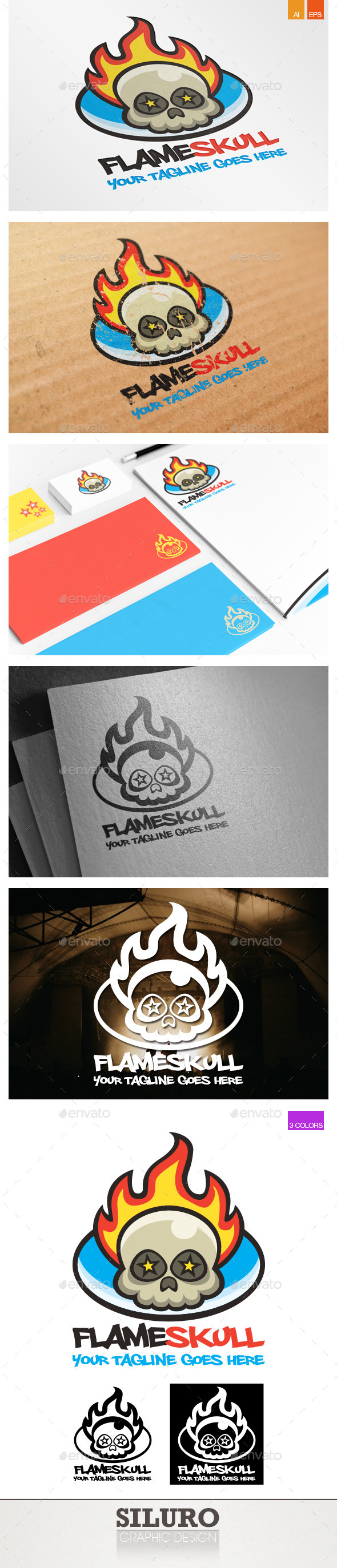 Flame Skull Logo - Symbols Logo Templates