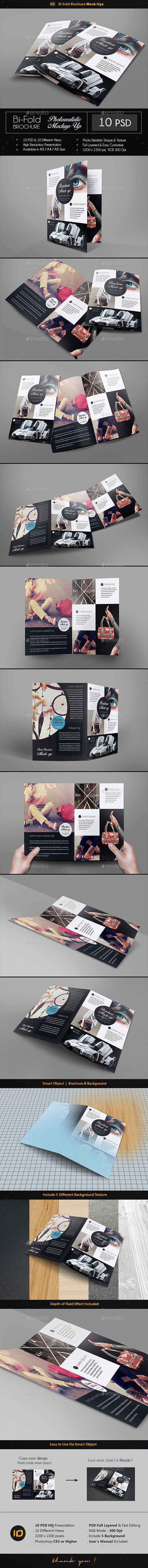 Realistic Bi-Fold Brochure Mock-Up - Brochures Print
