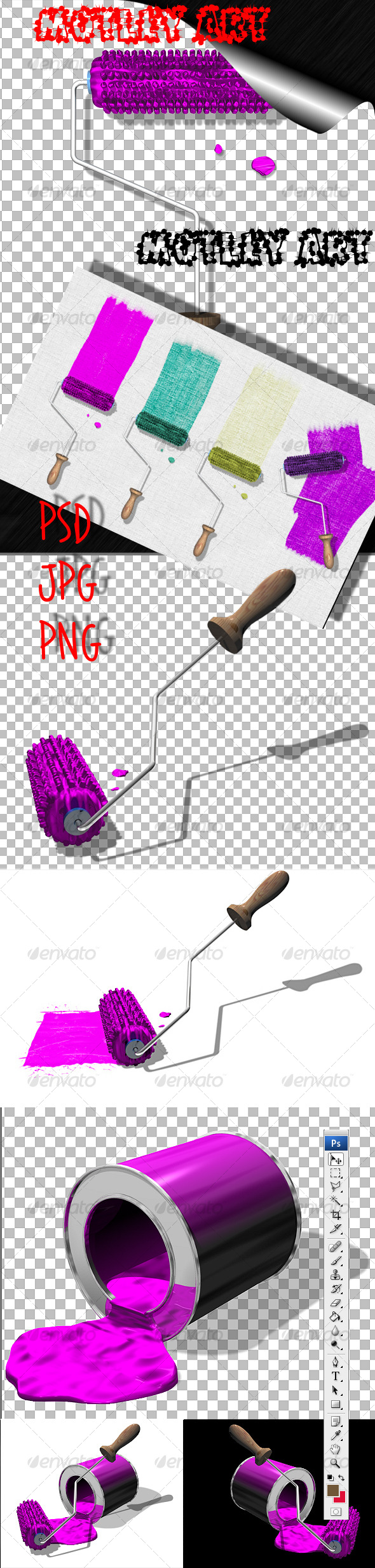 Paint Roller and Paint - 3D Backgrounds