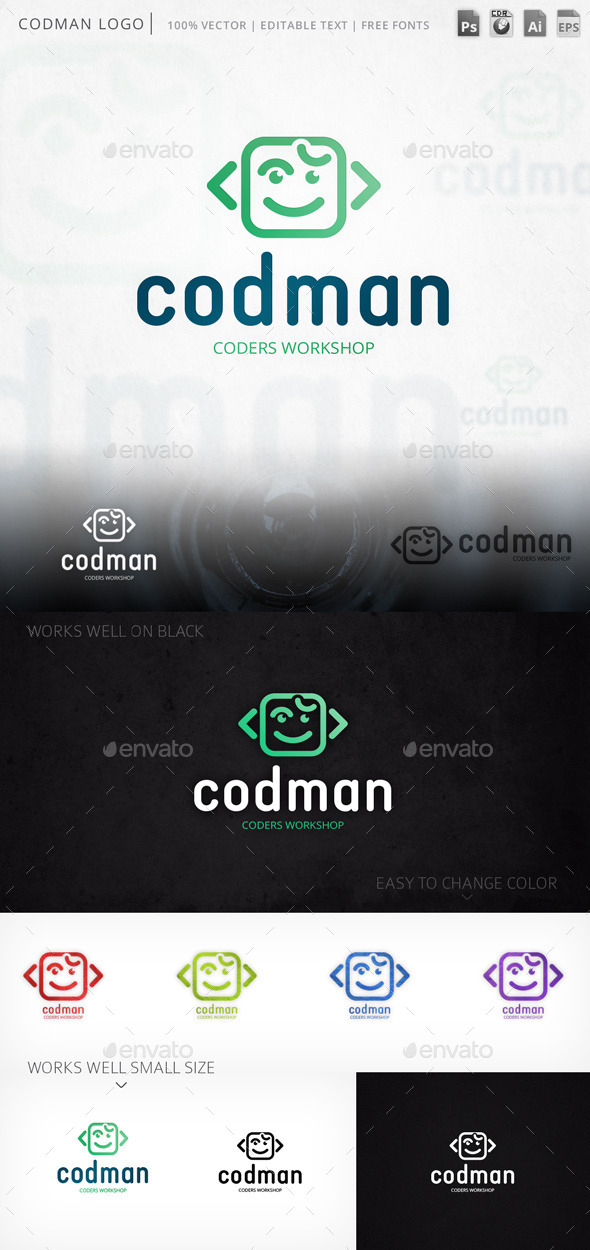Codman Smiley Face Logo Template - Humans Logo Templates
