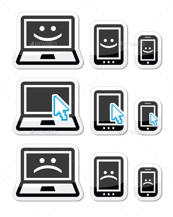Laptop, Tablet and Phone with Cursor Arrow - Technology Conceptual