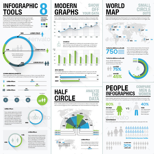 Infographic Tools 8 Business Elements Recolored - Infographics