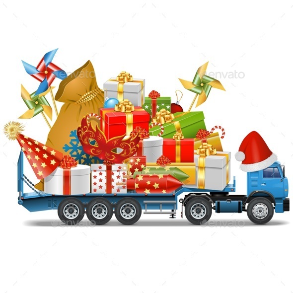 Trailer with Christmas Gifts - Christmas Seasons/Holidays