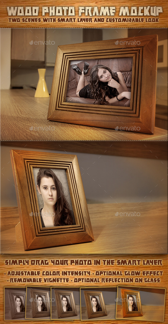 Wood Photo Frame Mockup V.1. - Photo Templates Graphics