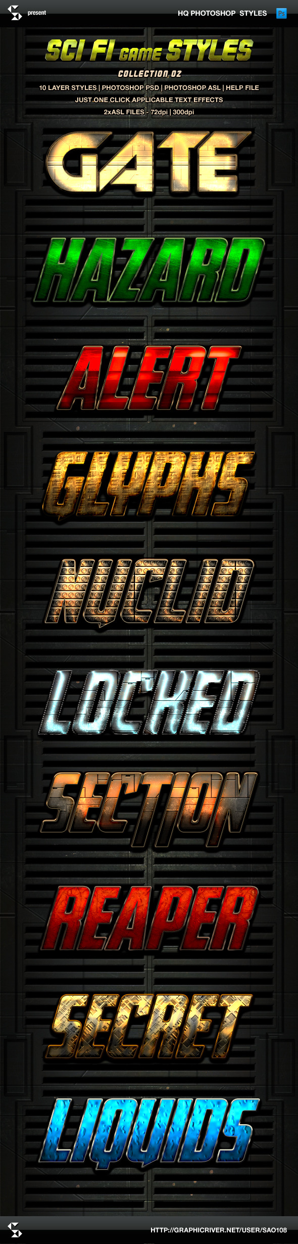 Sci-fi Game Styles - Collection 2 - Text Effects Styles