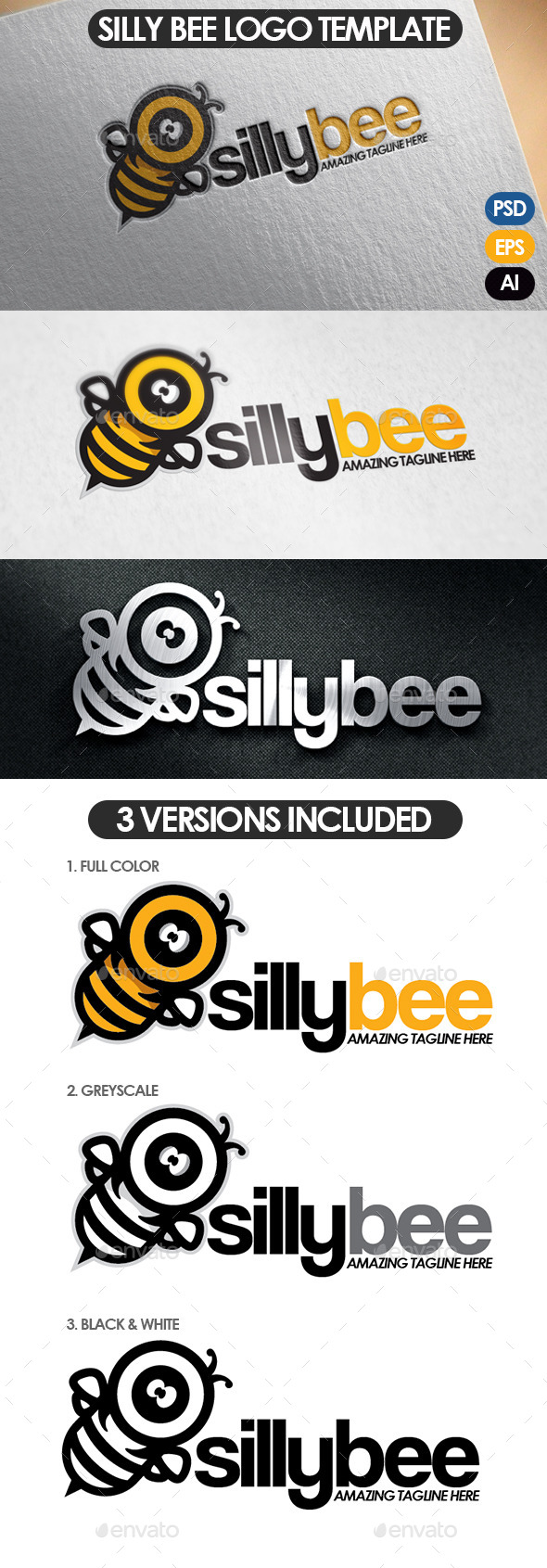 Silly Bee Logo Template - Animals Logo Templates