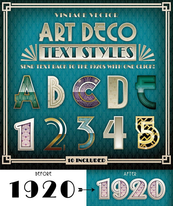 Art Deco Text Styles - Styles Illustrator