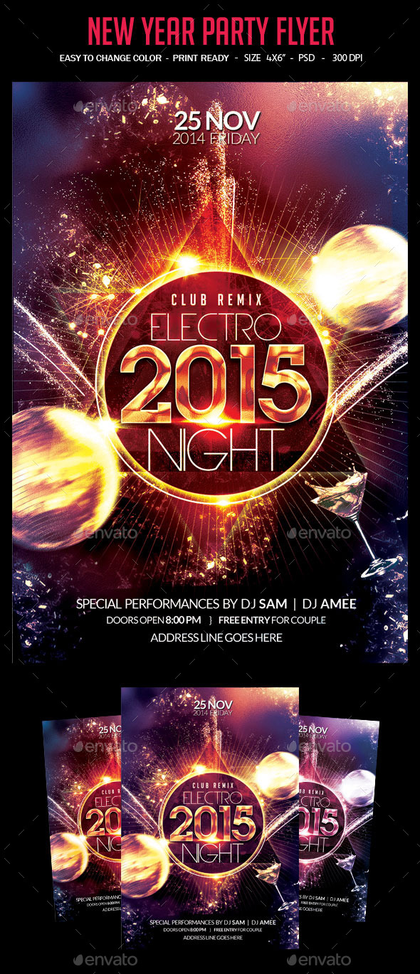 Electro 2015 New Year Party Flyer - Events Flyers