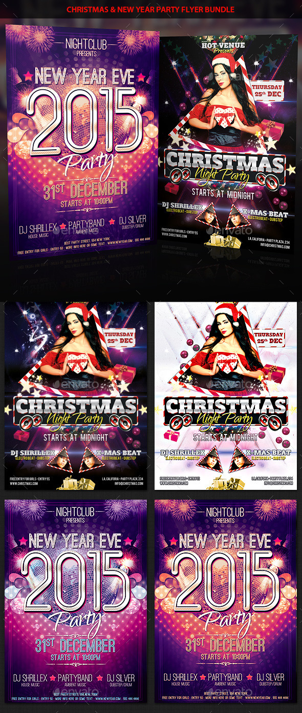 Christmas & New Year Eve Party Flyer Bundle - Clubs & Parties Events