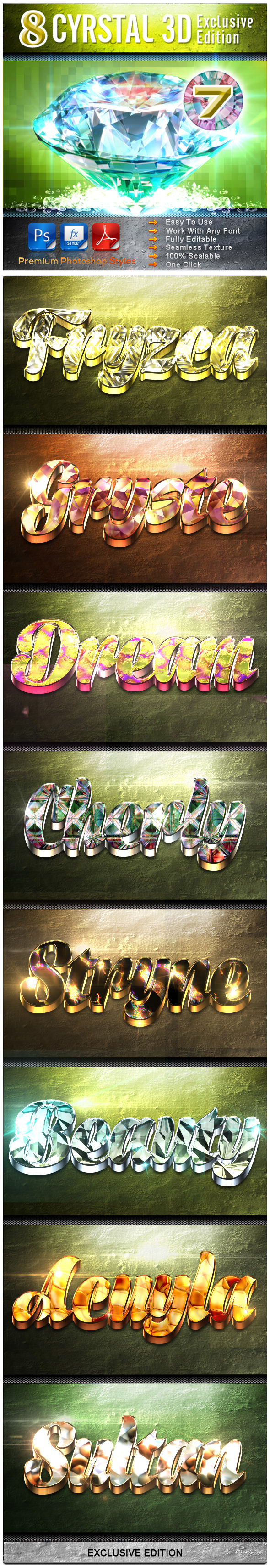 8 Cyrstal 3D Exclusive Edition Vol.7 - Text Effects Styles
