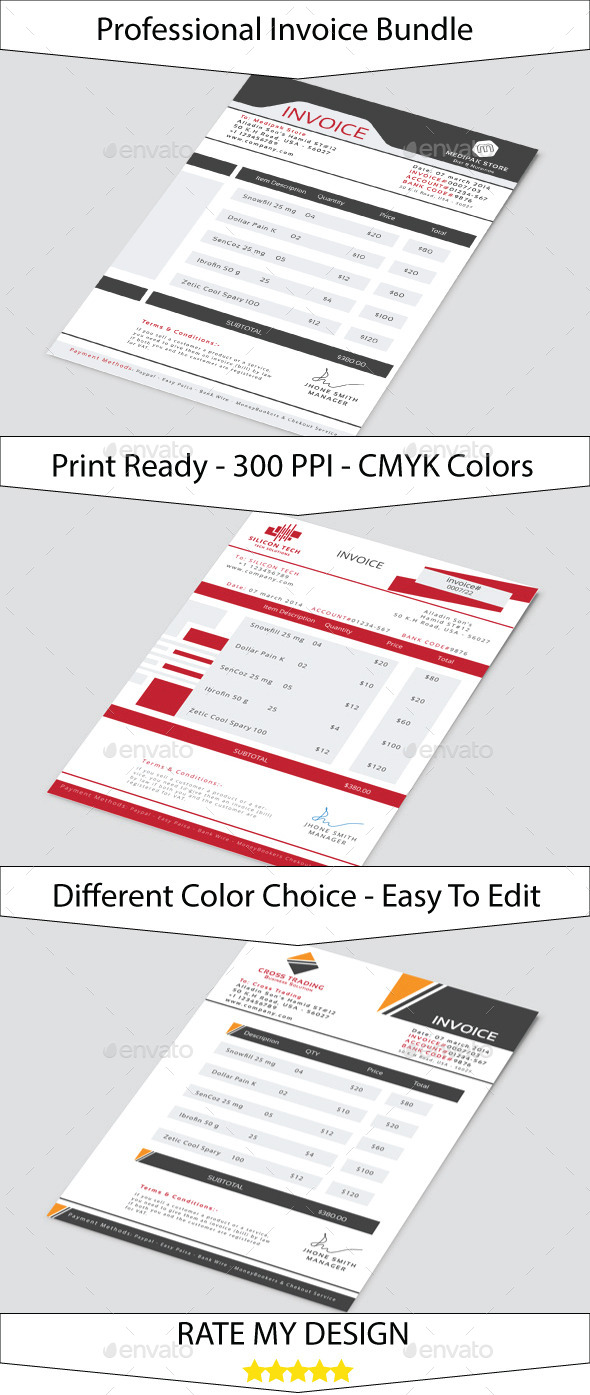 Multi Business Invoice Bundle - Proposals & Invoices Stationery