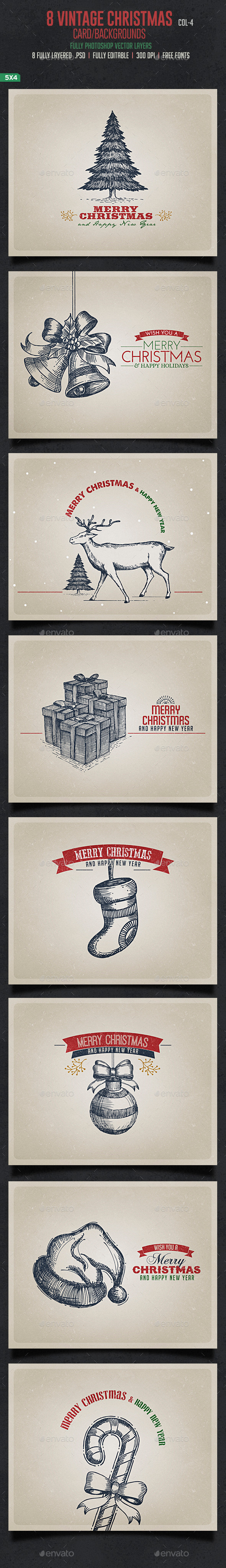 Vintage Christmas Cards / Backgrouds - Backgrounds Graphics