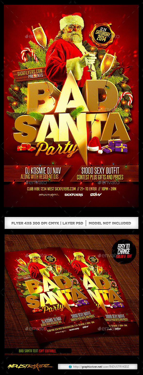Bad Santa Flyer Template - Holidays Events