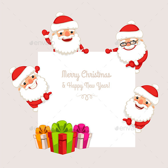 Set of Cartoon Santa Clauses - Christmas Seasons/Holidays