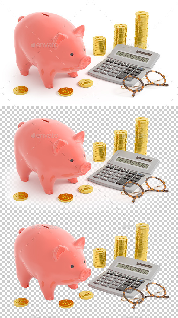 Piggy Bank Accounting (Rouble Coins) - Miscellaneous 3D Renders