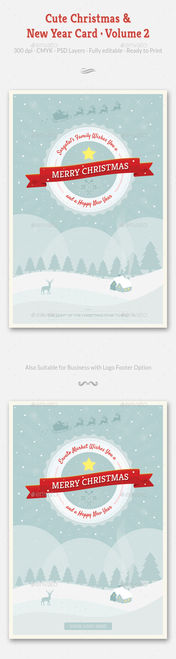 Cute Christmas and New Year Card - Volume 02 - Holiday Greeting Cards