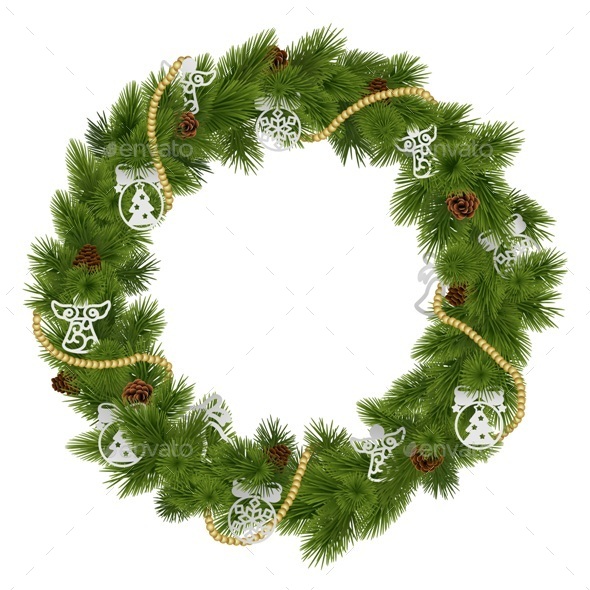 Vector Christmas Wreath with Decorations - Christmas Seasons/Holidays
