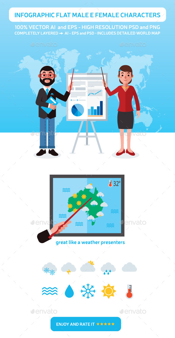 Infographic Flat Male and Female Characters - Miscellaneous Vectors