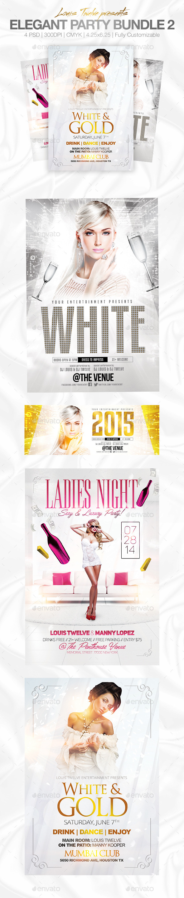 Elegant Party Flyer Bundle - White Affair Edition - Clubs & Parties Events