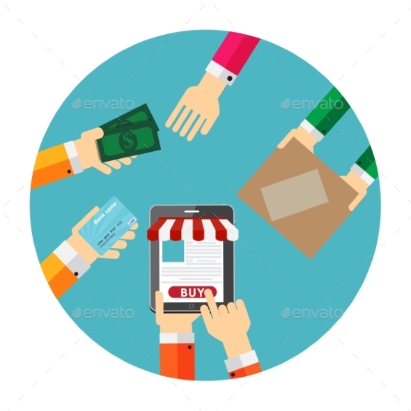 Online Shopping Flat Concept for Mobile Apps - Web Technology