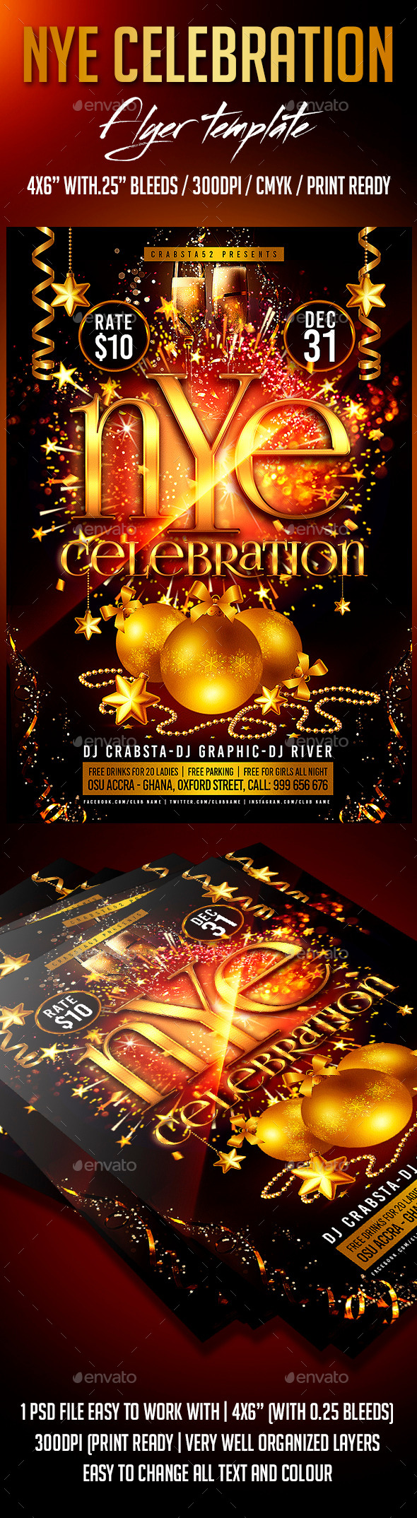 New Years Eve Celebration Flyer Template - Clubs & Parties Events
