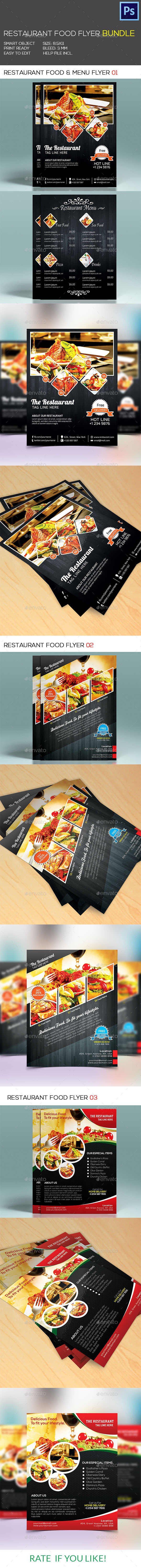 Restaurant Food & Menu Flyer Bundle - Restaurant Flyers