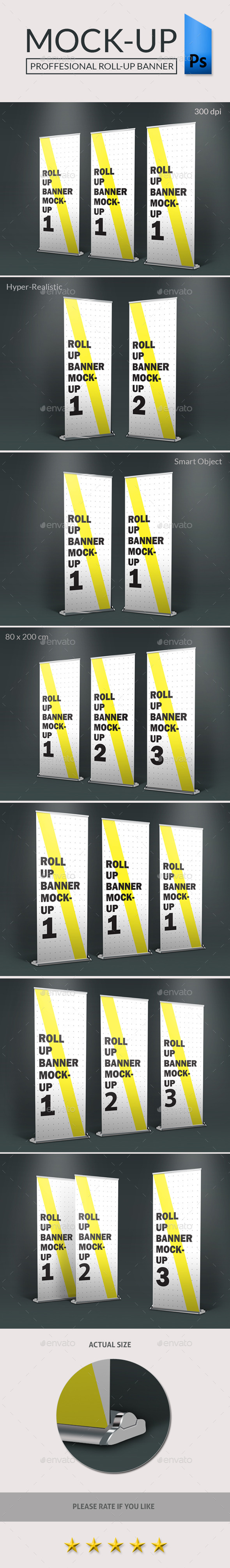 Free Roll-Up Banner Mockup 80 x 200 (PSD)
