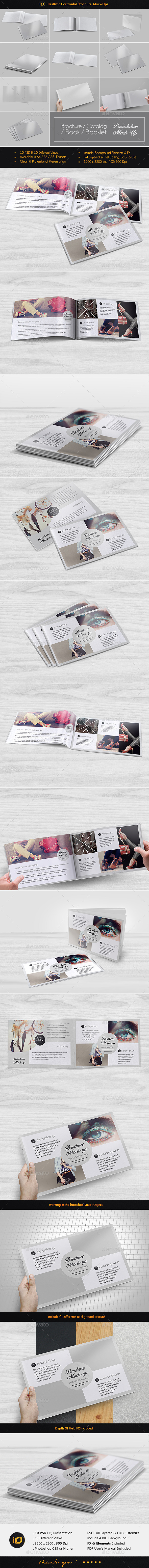 Realistic Horizontal Brochure Mock-Up - Print Product Mock-Ups