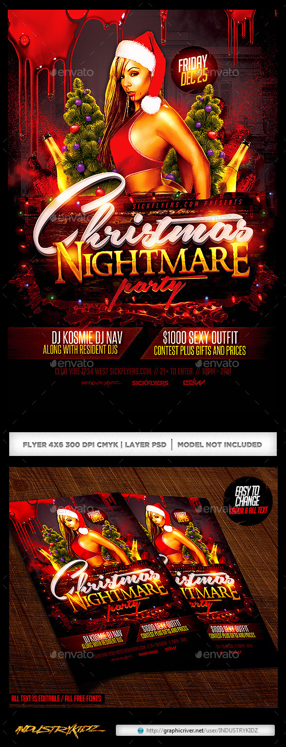 Christmas Nightmare Party Flyer - Holidays Events
