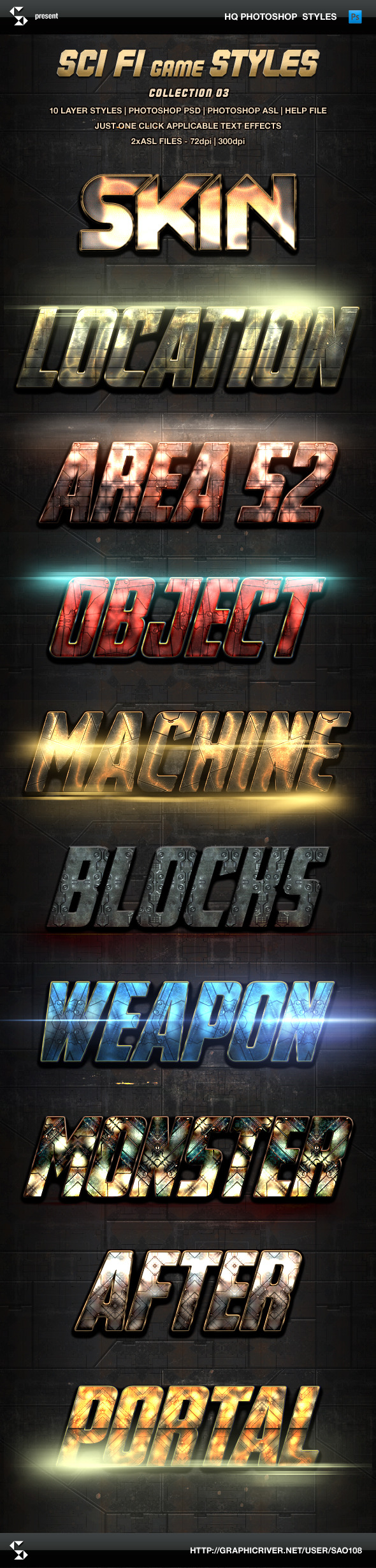 Sci-fi Game Styles - Collection 3 - Text Effects Styles