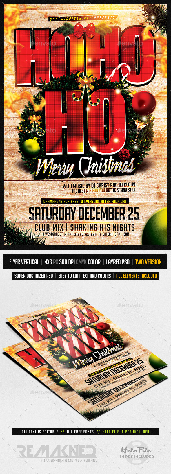 HOHOHO! Merry Christmas | Flyer Template PSD - Flyers Print Templates