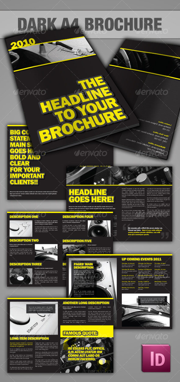Dark A4 Brochure - InDesign - Corporate Brochures