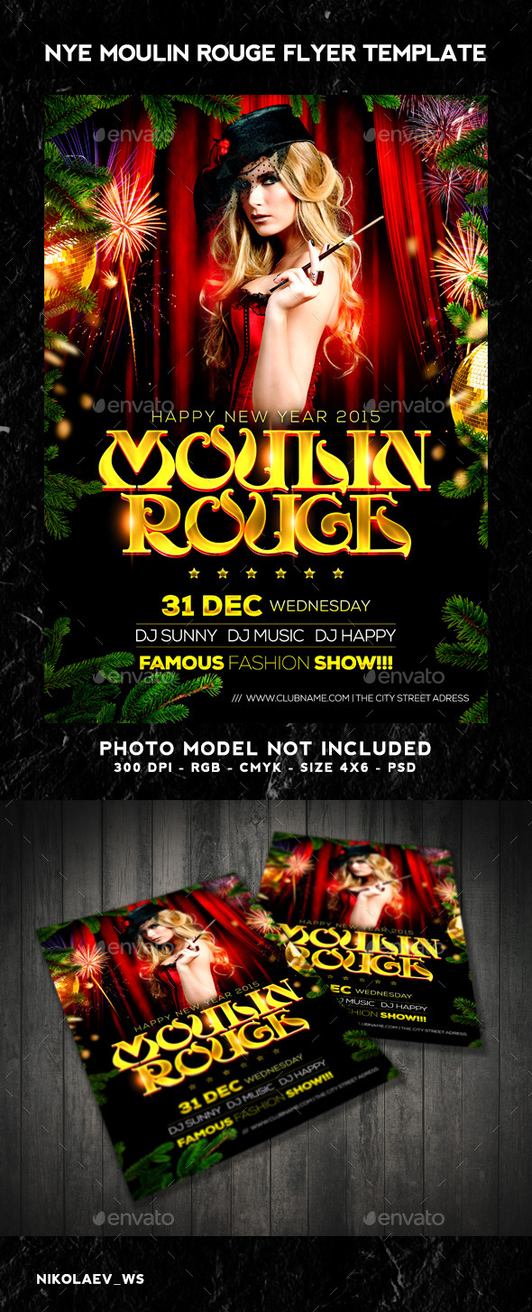 NYE Moulin Rouge 2015 Flyer - Clubs & Parties Events