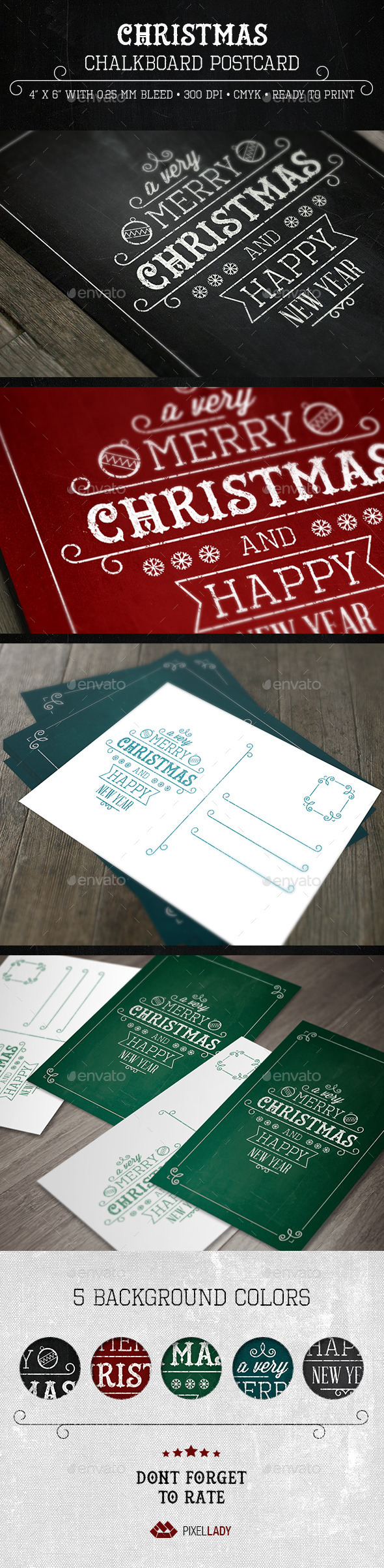 Christmas Chalkboard Postcard - Cards & Invites Print Templates
