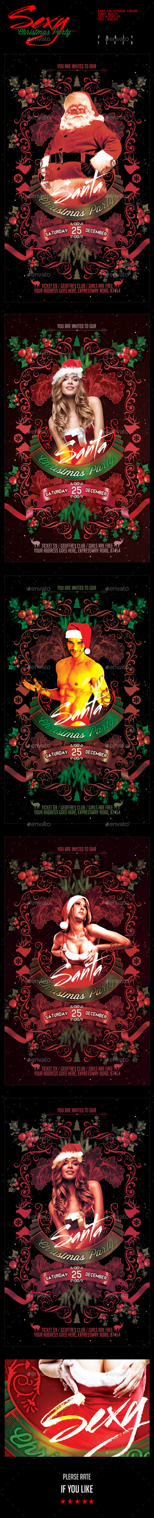 Sexy Santa Christmas Party Flyer Template - Holidays Events