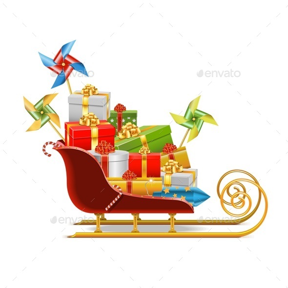 Sled with Gifts - Christmas Seasons/Holidays