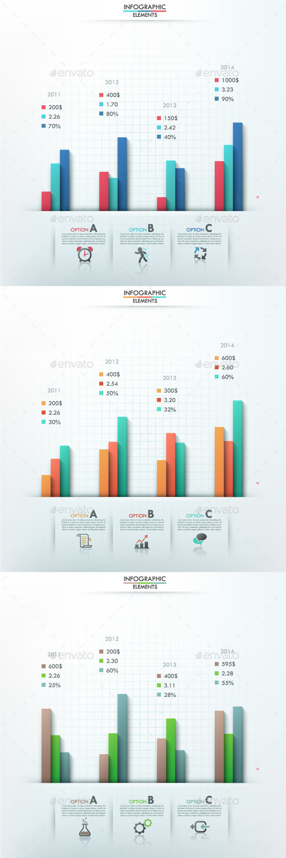 Smart Infographic Options Template (3 Items) - Infographics