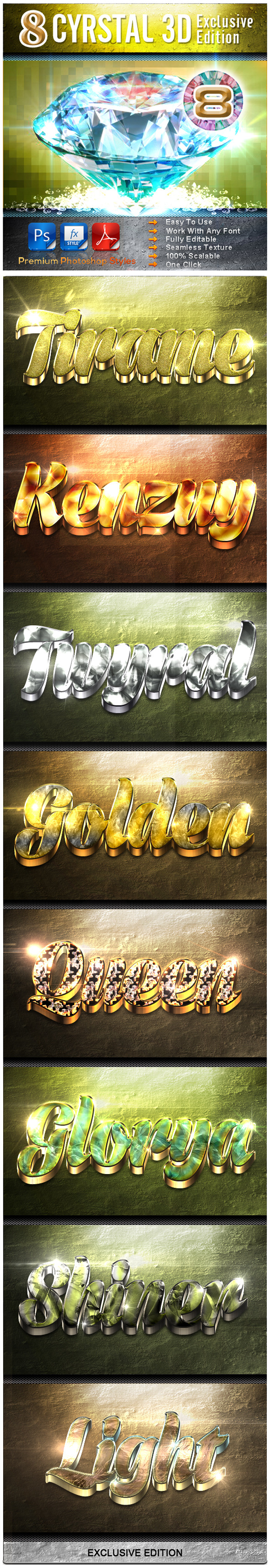 8 Cyrstal 3D Exclusive Edition Vol.8 - Text Effects Styles