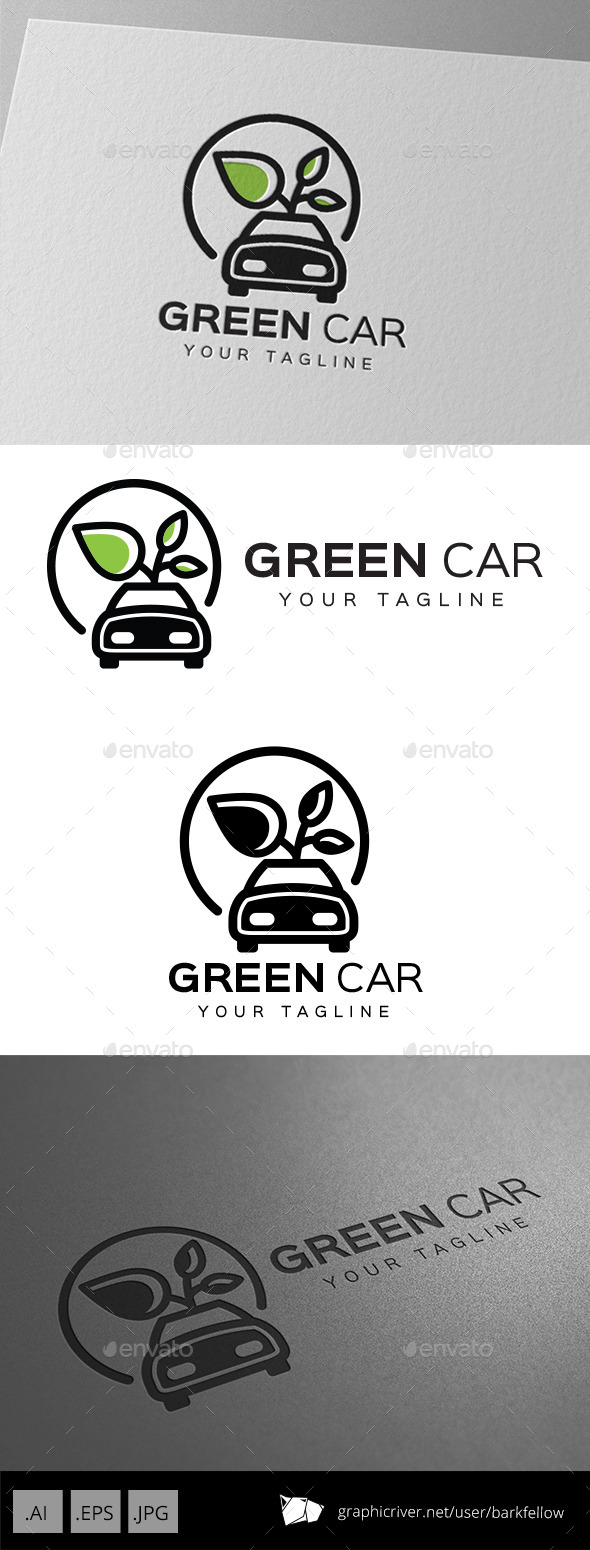 Green Eco Car Logo - Objects Logo Templates
