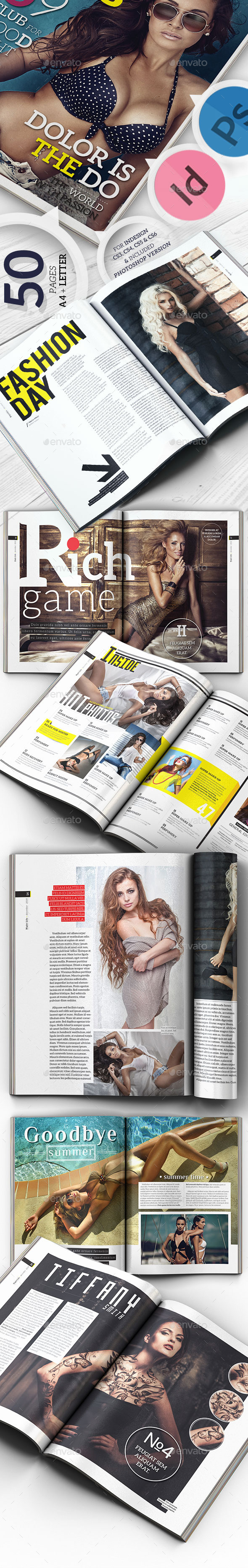 Creative Magazine For Indesign & Photoshop A4 + Letter Size - Magazines Print Templates
