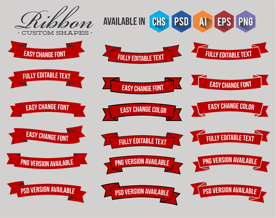 Ribbon Custom Shapes by ideaofart GraphicRiver