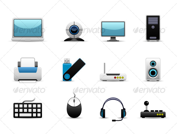 Computer Set Icon Vector - Man-made Objects Objects