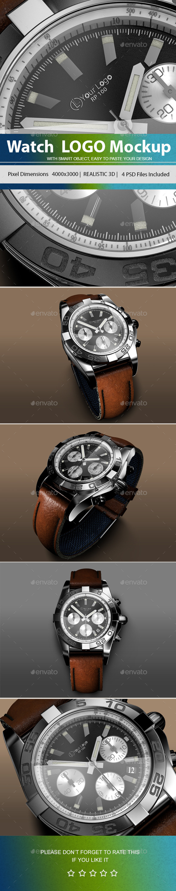 Watch Logo Mockup - Product Mock-Ups Graphics