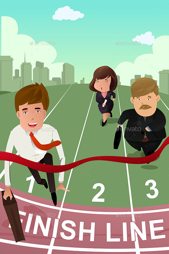 Business People running in Competition - Concepts Business