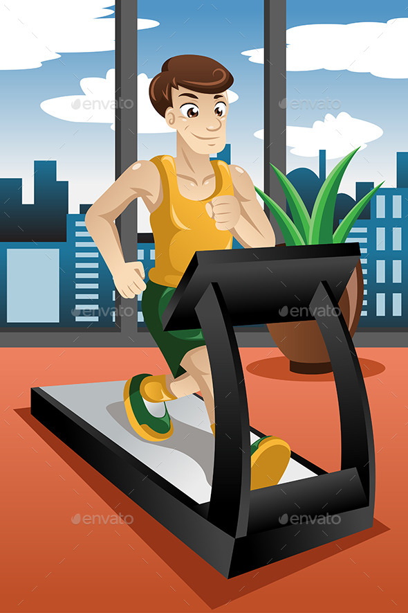 Man running on Treadmill - Sports/Activity Conceptual