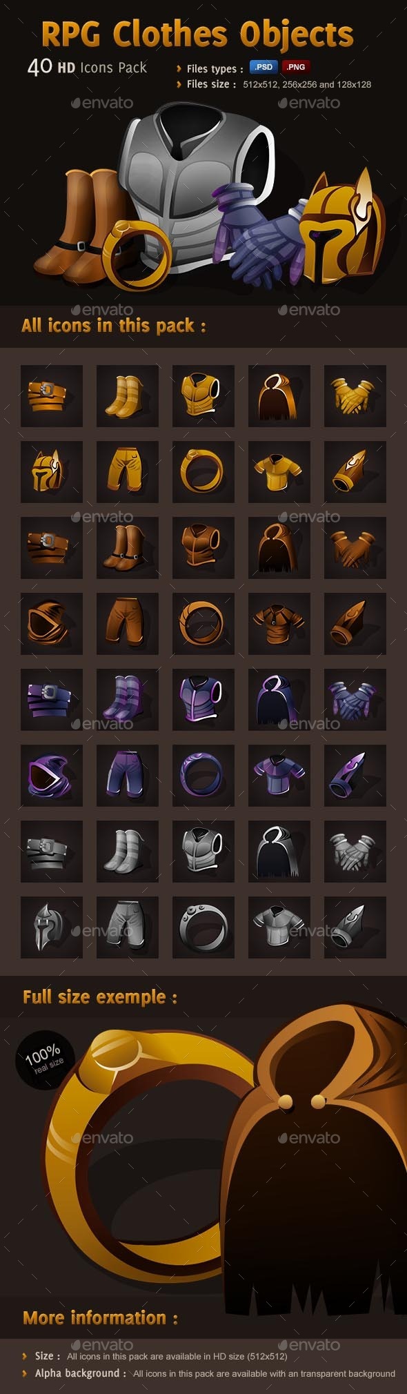 RPG Icons Pack - Clothes Objects - Miscellaneous Game Assets